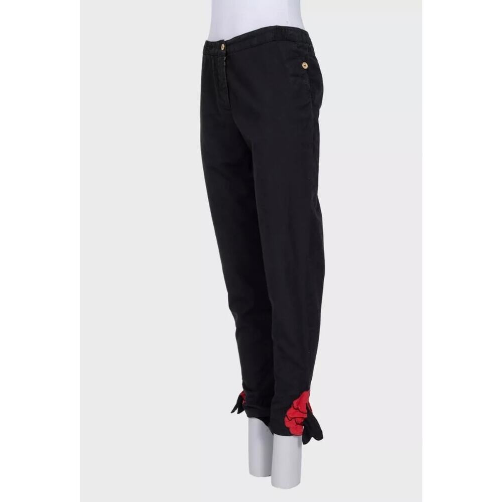 YSL Vintage Black Cotton-Silk Trousers Sz. 38 - Picture 2 of 5